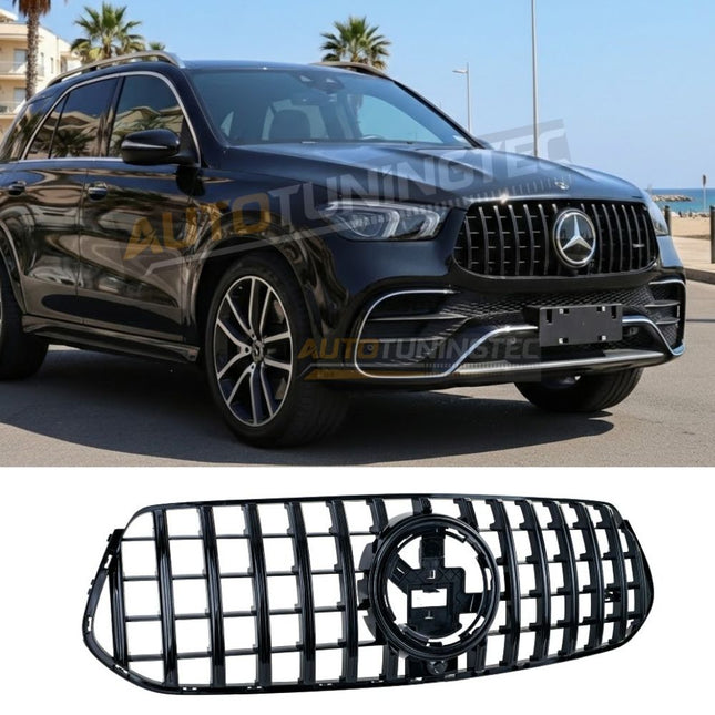 Calandra sportiva GT-Style per Mercedes GLE C167 Coupé 2018-2023, ideale per modelli AMG-Line con telecamera.