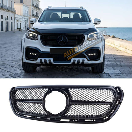 Calandra sportiva Mercedes X W470 2017-2020, design GTR, finitura nero brillante per un look distintivo.