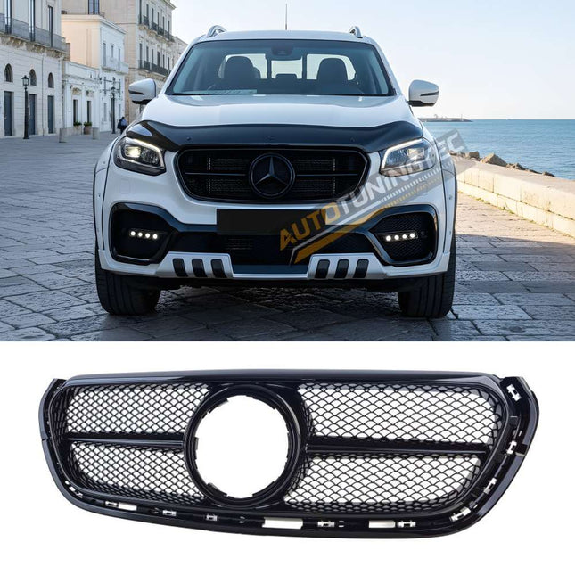 Calandra sportiva Mercedes X W470 2017-2020, design GTR, finitura nero brillante per un look distintivo.