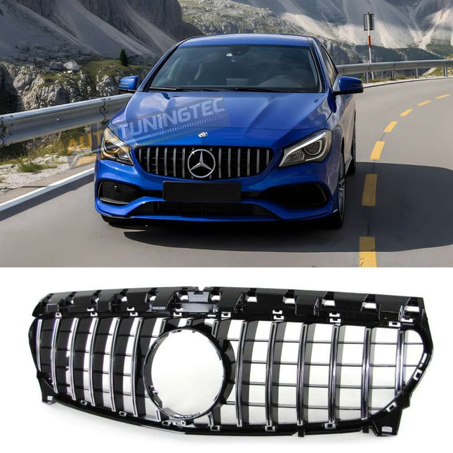 Griglia anteriore GTR Panamericana look AMG nero cromato per Mercedes CLA X117 Shooting Brake 2015-2019.