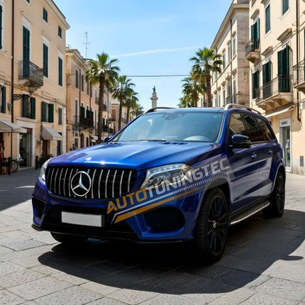 Mascherina sportiva GT-R look per Mercedes GLS X166, esalta il frontale del veicolo 2015-2019.