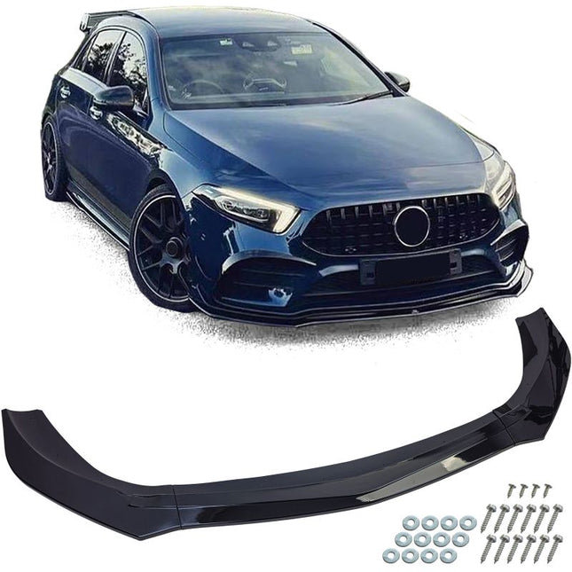 Mercedes A W177 V177 2018-2023 spoiler anteriore sportivo nero lucido.