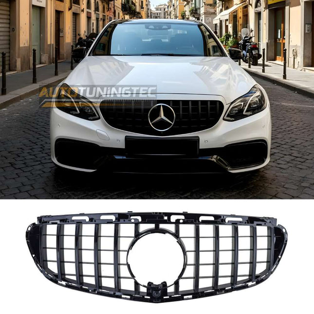 Mercedes Classe E W212 con griglia frontale GT-R nero lucido, facile da installare, qualità premium