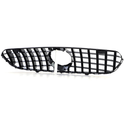 Griglia sportiva nero lucido con dettagli cromati per Mercedes GLC X253 C253, facile montaggio.