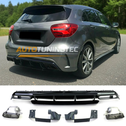 Diffusore posteriore sportivo Mercedes W176 Restyling scarichi neri