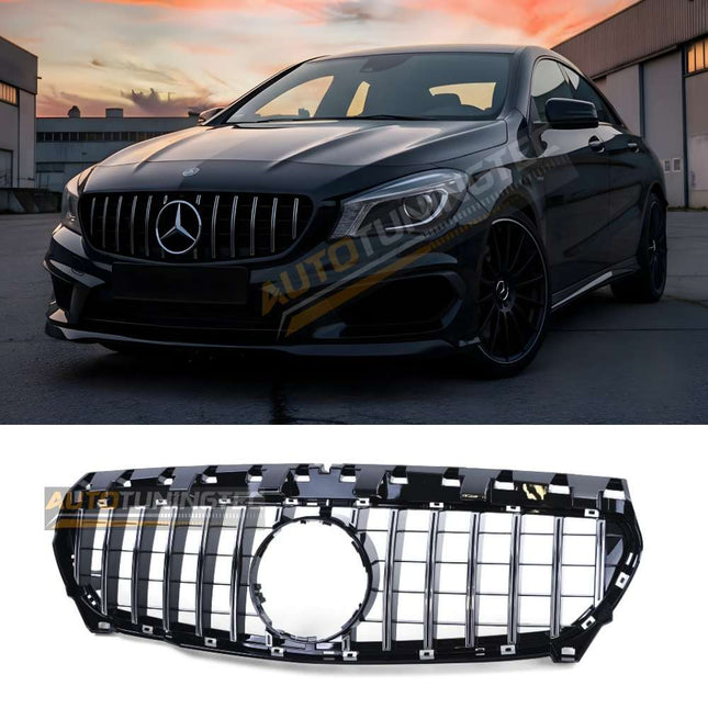 Griglia anteriore AMG GTR Panamericana nero cromato per Mercedes CLA C117 pre-restyling 2013-2016.